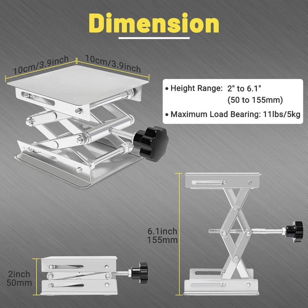 4 Pack Laser Engraver Lift Stand, 4 x 4 Stainless Steel Stand Platform with Adjustable Height for Laser Engraver, Ortur Laser Master 2, Ortur Laser Master 3 Laser Engraving Cutting Machine